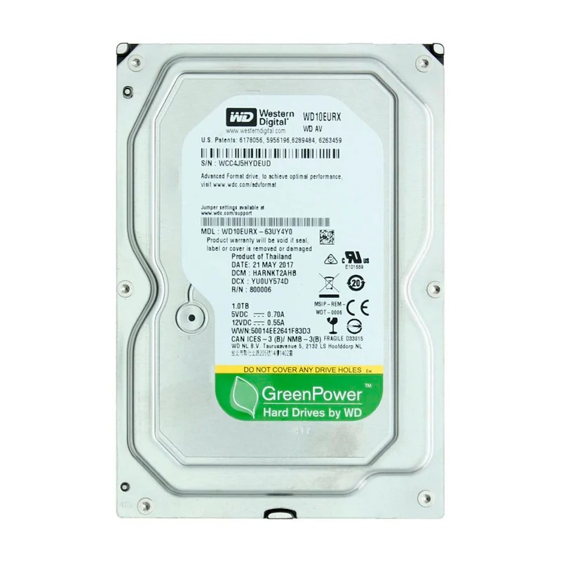 DISC. INTERNO PC WESTERN DIGITAL GREEN WD10EURX 61UY4Y0 PULL 1TB 7200RPM 64MB SATA